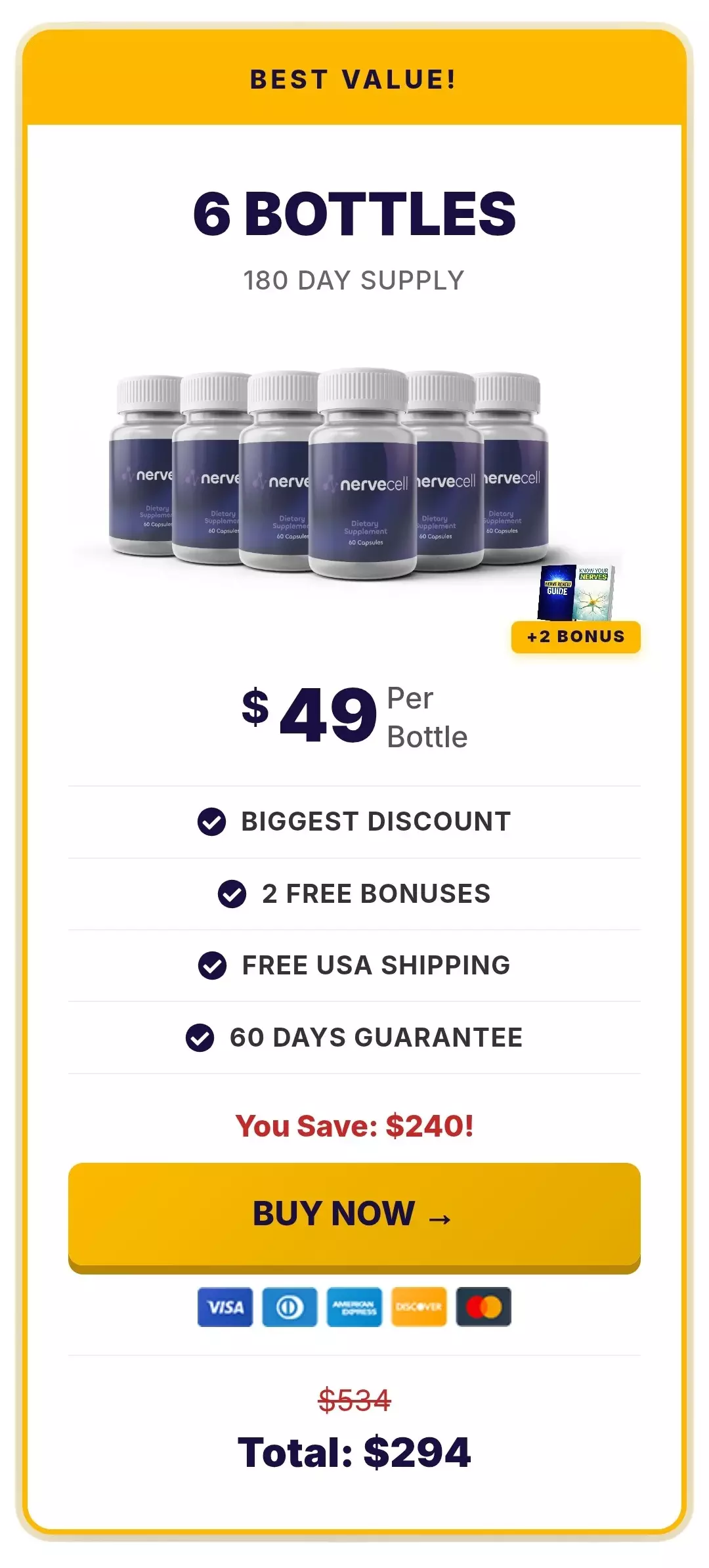 Nervecell™ 6 bottles pricing